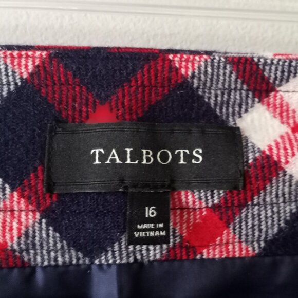 'Talbots' Lined Wool blend Plaid Skirt with pockets Size 16 EUC - Picture 3 of 8